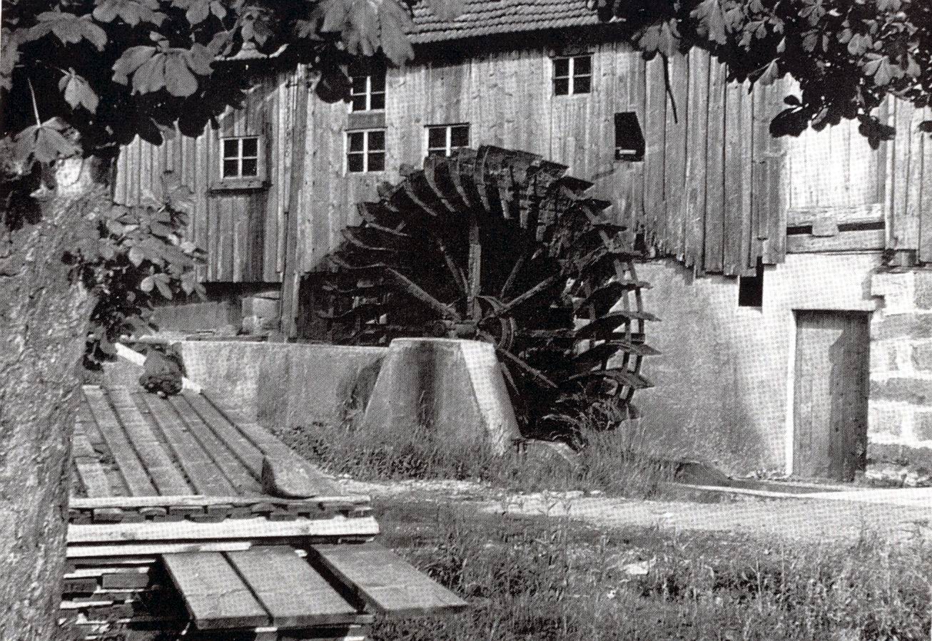 Hammermühle, historische Ansicht des Mühlrades