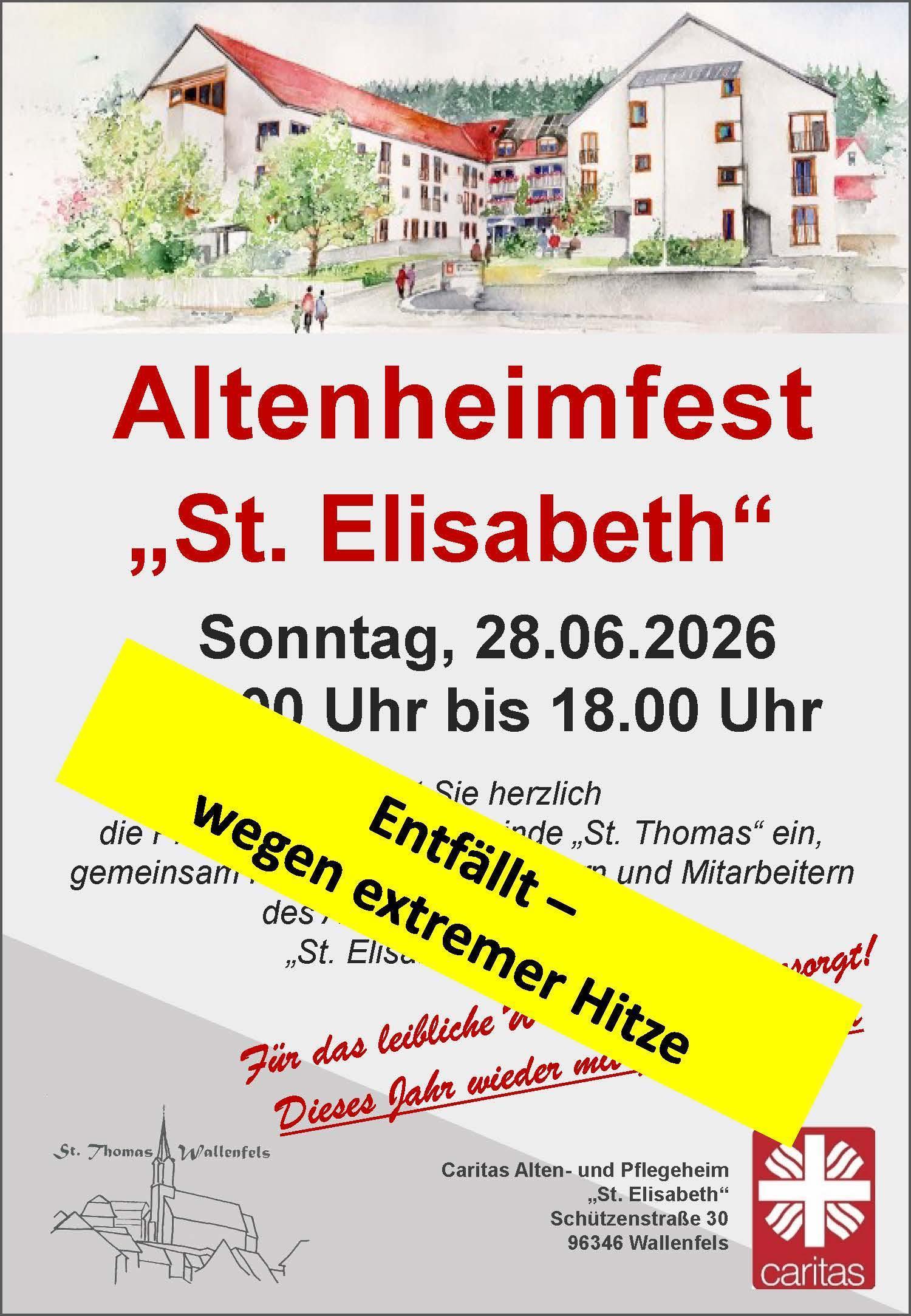 ABSAGE Altenheimfest 2026